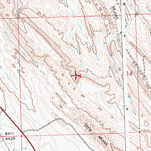 Topographic Map of Northwest of Greybull Mine, WY