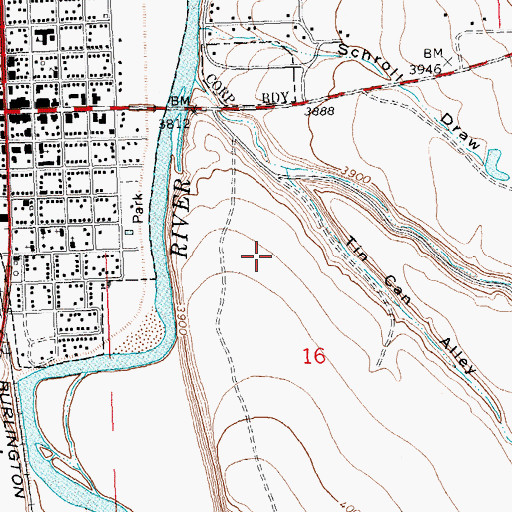 Topographic Map of Beaver Hill Mines, WY
