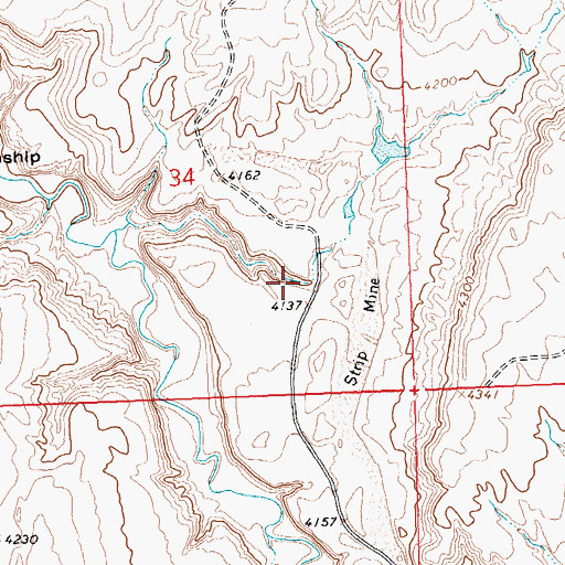Topographic Map of Greybull Area Number Four Mine, WY