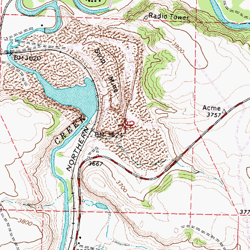 Topographic Map of Zowada Pit and Plachet Pit Mine, WY