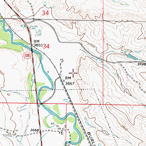 Topographic Map of Dietz Number Four Mine, WY