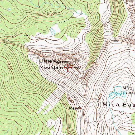 Topographic Map of Little Agnes Mountain, CO