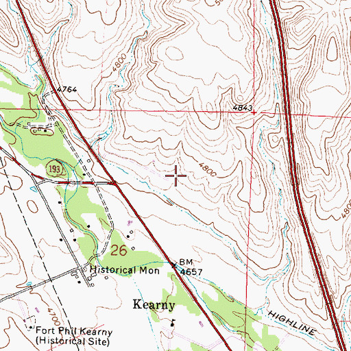Topographic Map of Hearney Pit Mine, WY