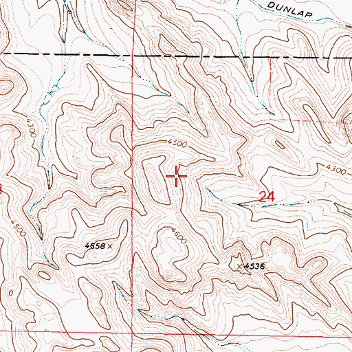 Topographic Map of Garretson Mine, WY