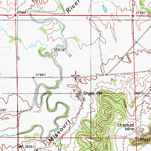 Topographic Map of Lewis Dennis Mine, WY