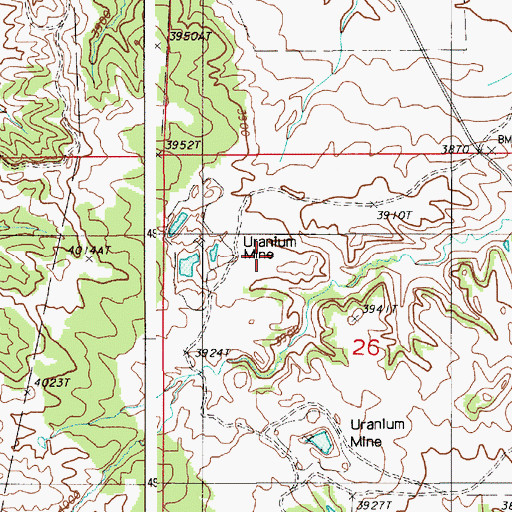 Topographic Map of Vickers Mine, WY