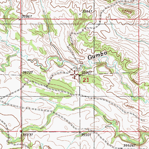 Topographic Map of Gumbo Creek Mine, WY