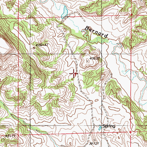 Topographic Map of Barnard Canyon Mine, WY