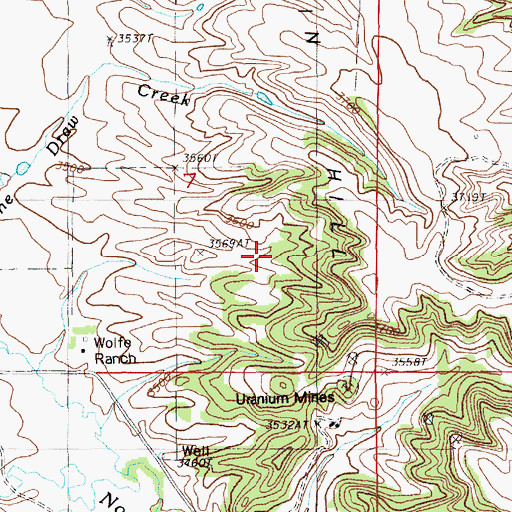Topographic Map of Helmer Mine, WY