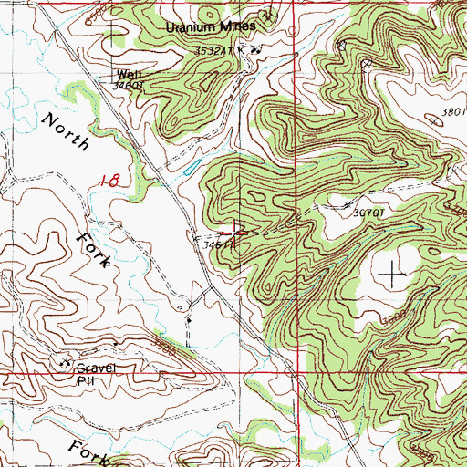 Topographic Map of Lake Reservoir Area Number Two Mine, WY