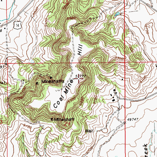 Topographic Map of Albert Mann Mine, WY