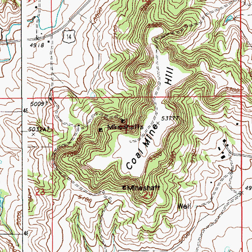 Topographic Map of Bolton Mine, WY