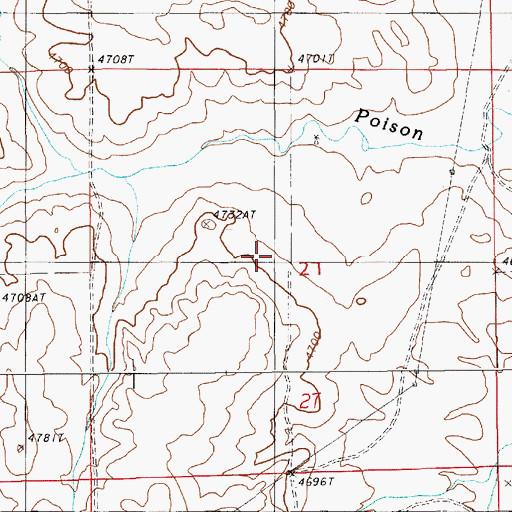 Topographic Map of Government Valley Mine, WY