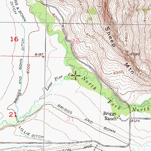 Topographic Map of Lone Pine Creek, CO