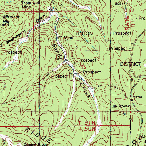 Topographic Map of Sand Creek Mine, WY