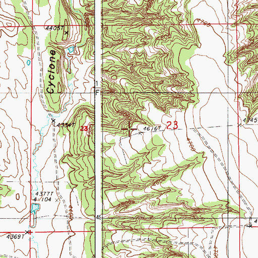 Topographic Map of Pine Ridge Mine, WY