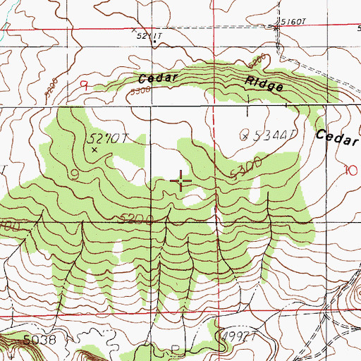 Topographic Map of Cedar Ridge Mine, WY