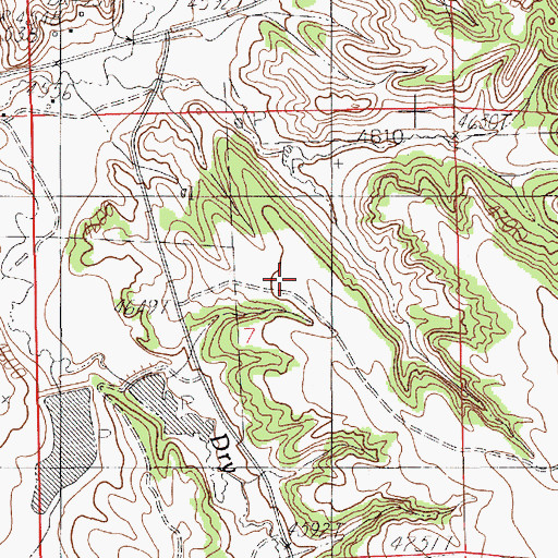 Topographic Map of Dry Creek Pit Mine, WY