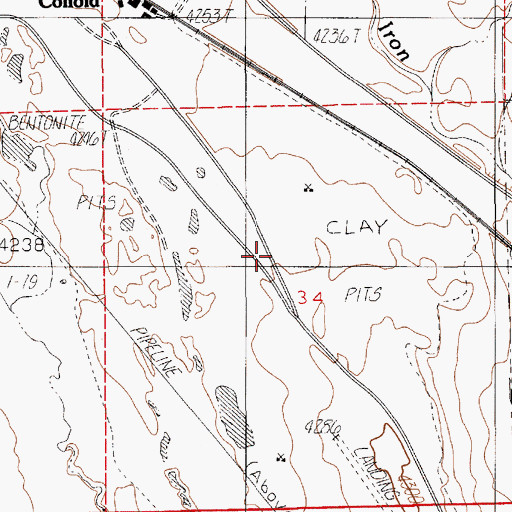 Topographic Map of Airport Shale Pit Mine, WY