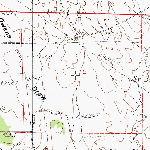 Topographic Map of Owens Draw Mine, WY