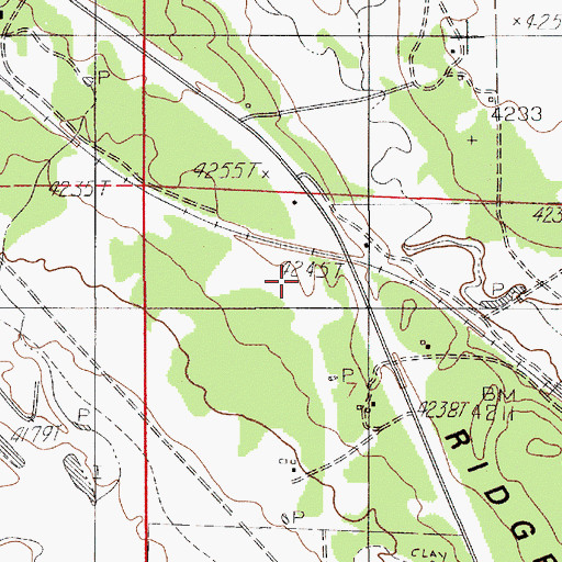 Topographic Map of Pine Ridge Mine, WY