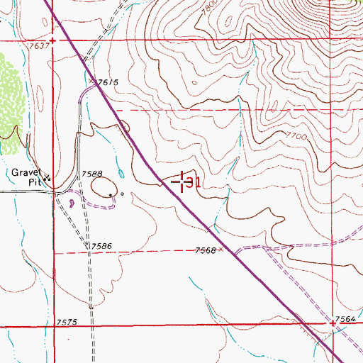 Topographic Map of Quarter Corner Pit Mine, WY