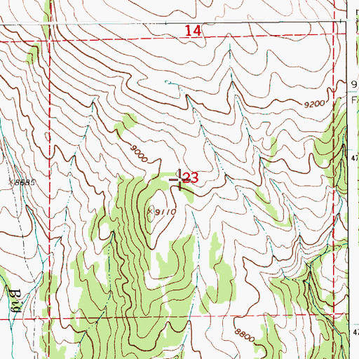 Topographic Map of Bartlett Creek Area Mine, WY
