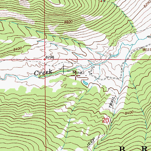 Topographic Map of Tosi Creek Prospects Mine, WY