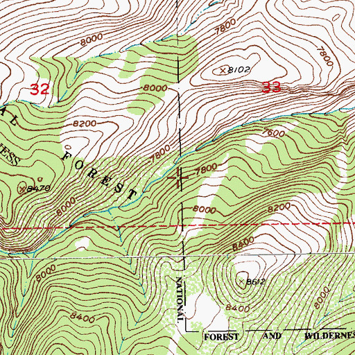 Topographic Map of Red Creek Mine, WY