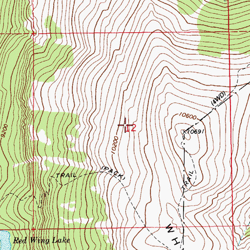 Topographic Map of Whiskey Mountain Mining Company Number One and Six Mine, WY