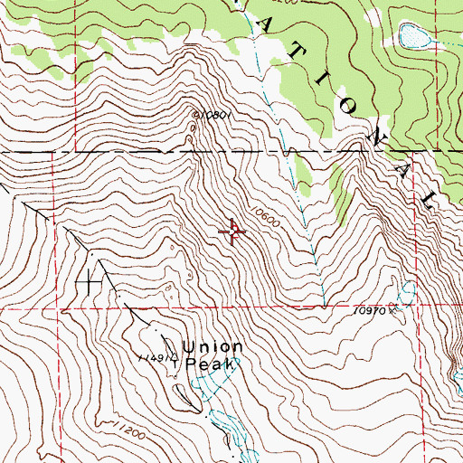 Topographic Map of Union Peak Mine, WY