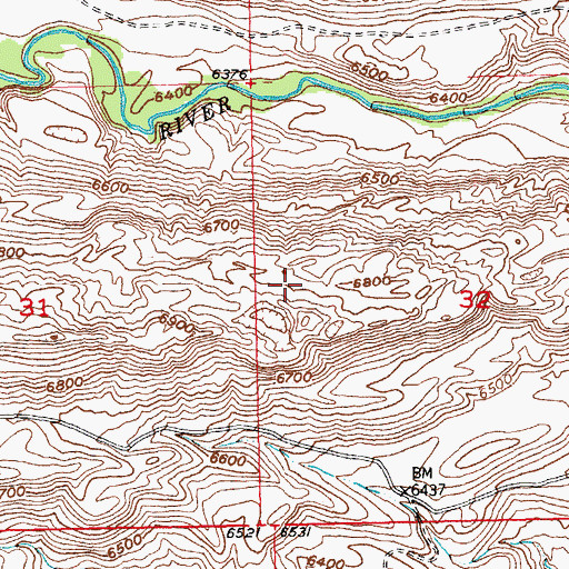 Topographic Map of Circle Ridge Anticline Number Two Mine, WY