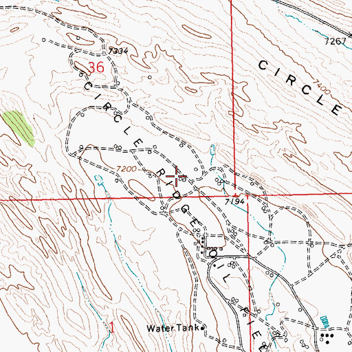 Topographic Map of Circle Ridge Anticline Number Three Mine, WY