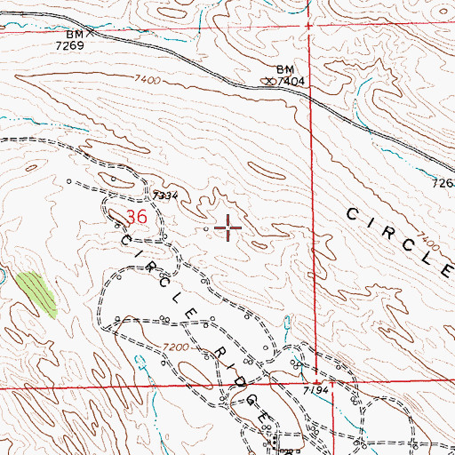 Topographic Map of Circle Ridge Anticline Number Five Mine, WY