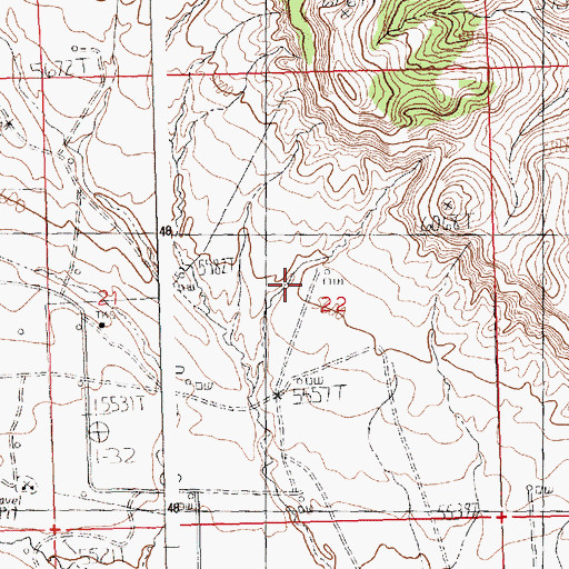Topographic Map of Grass Creek Basin Mine, WY