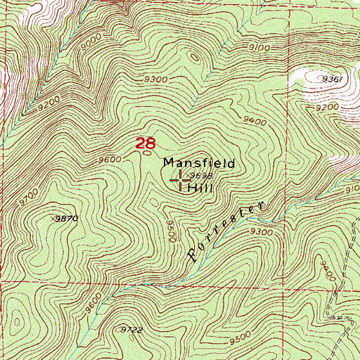 Topographic Map of Mansfield Hill, CO