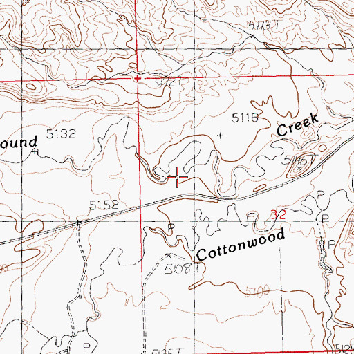 Topographic Map of Cottonwood Number One Mine, WY