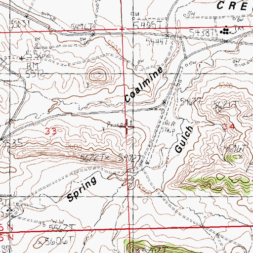 Topographic Map of Grass Creek Deposits Number Two Mine, WY