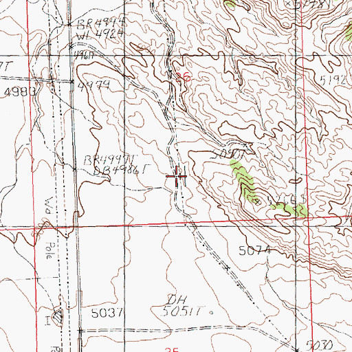 Topographic Map of Cottonwood Creek Mine, WY