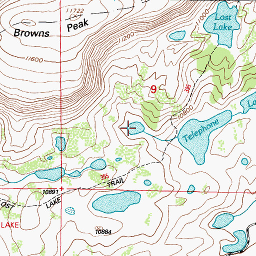Topographic Map of Brady Lake, WY