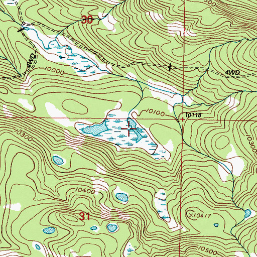 Topographic Map of Drillers Lake, WY