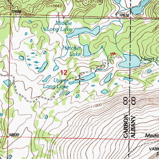 Topographic Map of Middle Long Lake, WY