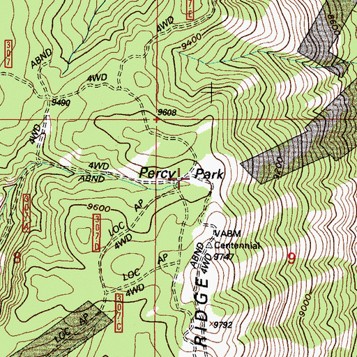 Topographic Map of Percy Park, WY