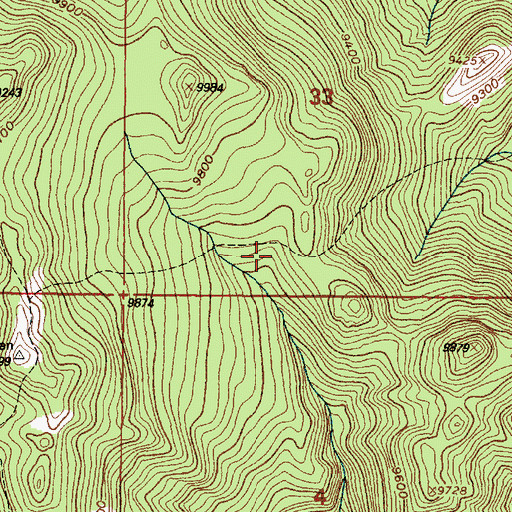 Topographic Map of Lulu Ridge, WY