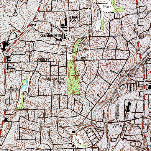 Topographic Map of Alexander Park, GA