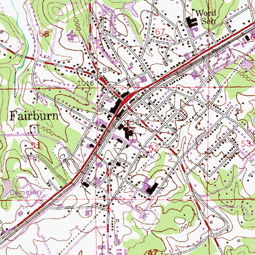 Topographic Map of Landmark Christian School Fairburn Campus, GA