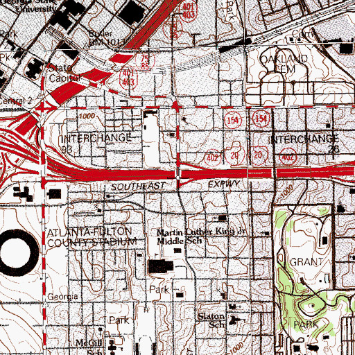 Topographic Map of Exit 25, GA