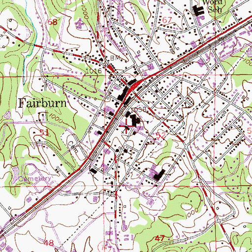 Topographic Map of First Baptist Church, GA