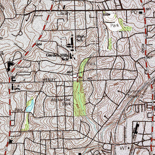 Topographic Map of Garden Hills Park, GA