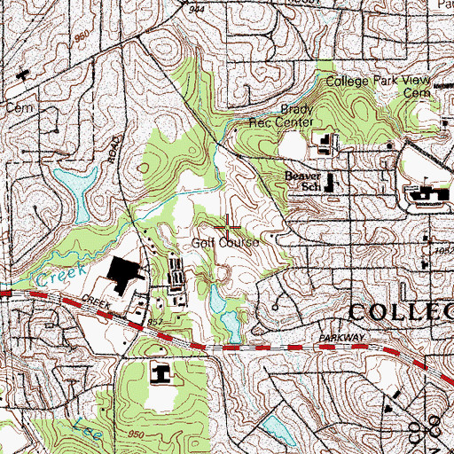 Topographic Map of Gordon Morris Memorial Golf Course, GA